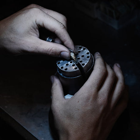 Benjamin Rose crafting a bespoke engagement ring at his Collingwood bench — book an appointment Melbourne